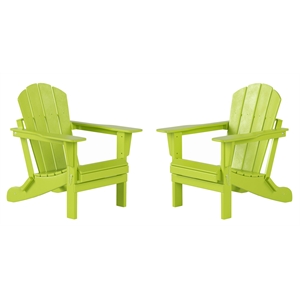 afuera living coastal outdoor folding poly adirondack chair (set of 2) in green