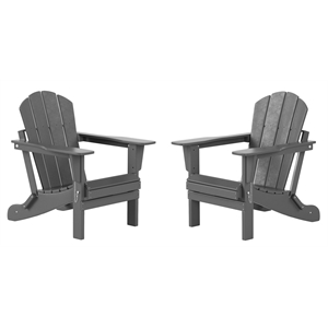 afuera living coastal outdoor folding poly adirondack chair (set of 2) in gray