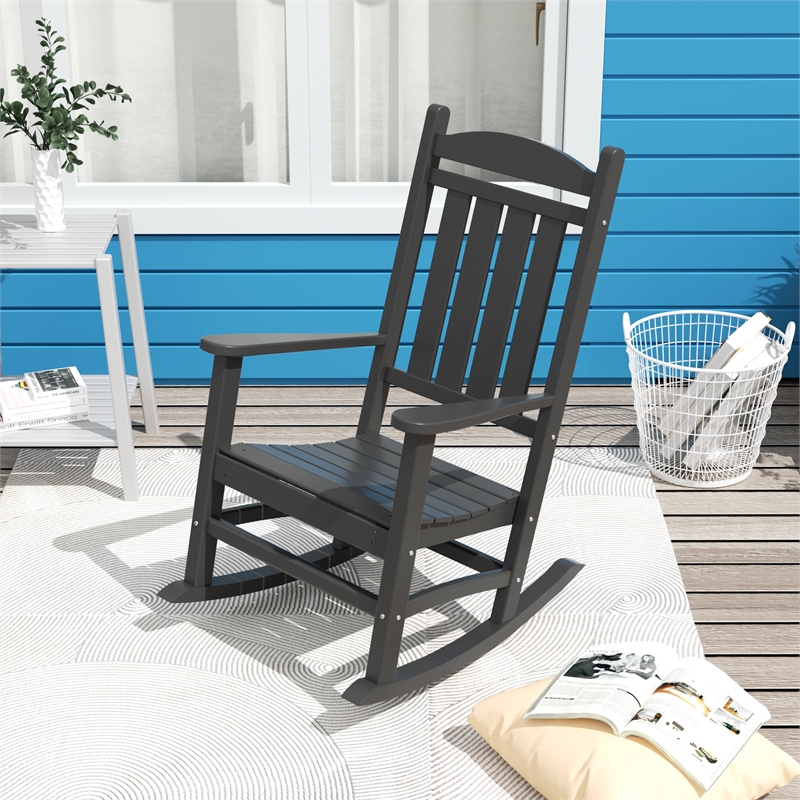Afuera Living Traditional Classic Outdoor Porch Rocking Chair in Gray