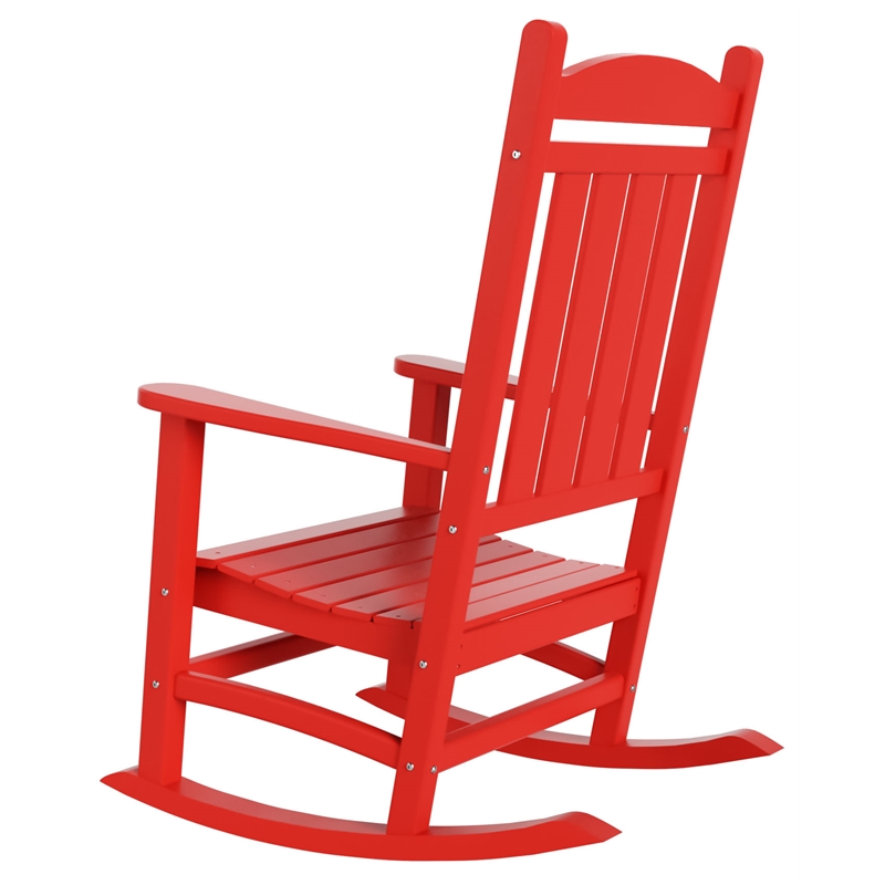 Afuera Living Traditional Classic Outdoor Porch Rocking Chair in Red