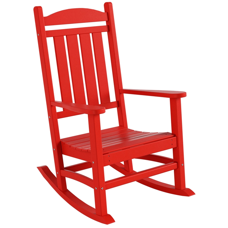 Afuera Living Traditional Classic Outdoor Porch Rocking Chair in Red