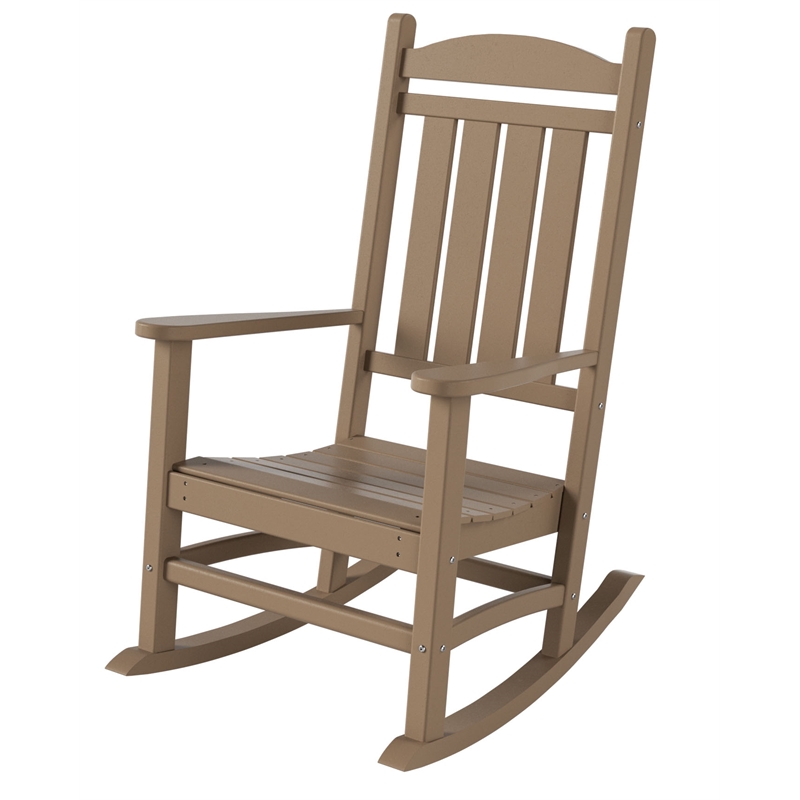 Afuera Living Traditional Classic Outdoor Porch Rocking Chair in Brown