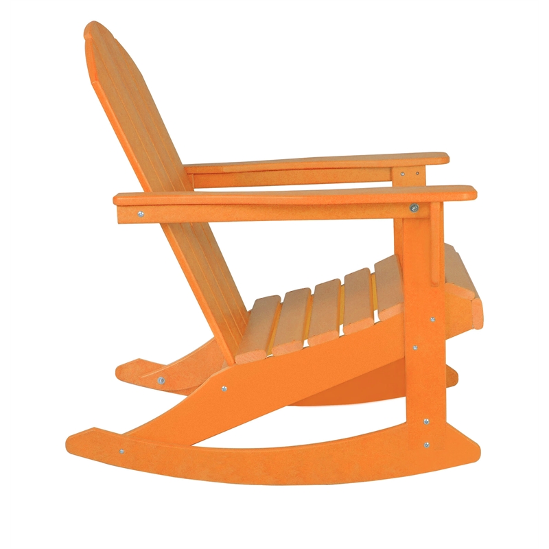 Afuera Living Traditional Plastic Outdoor Rocking Chair in Orange