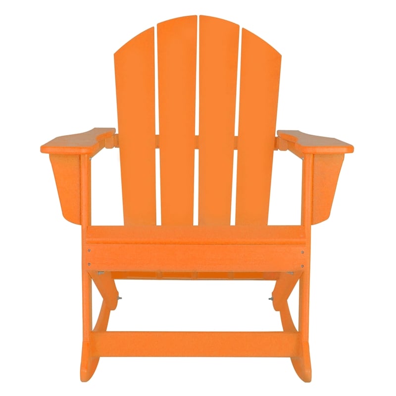Afuera Living Traditional Plastic Outdoor Rocking Chair in Orange