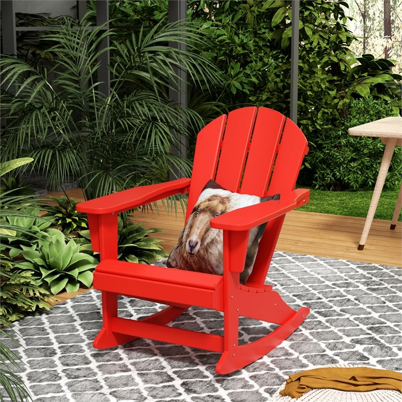 Afuera Living Traditional Plastic Outdoor Rocking Chair in Red