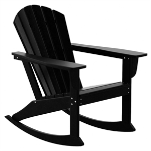 afuera living portside outdoor poly plastic adirondack rocking chair in black