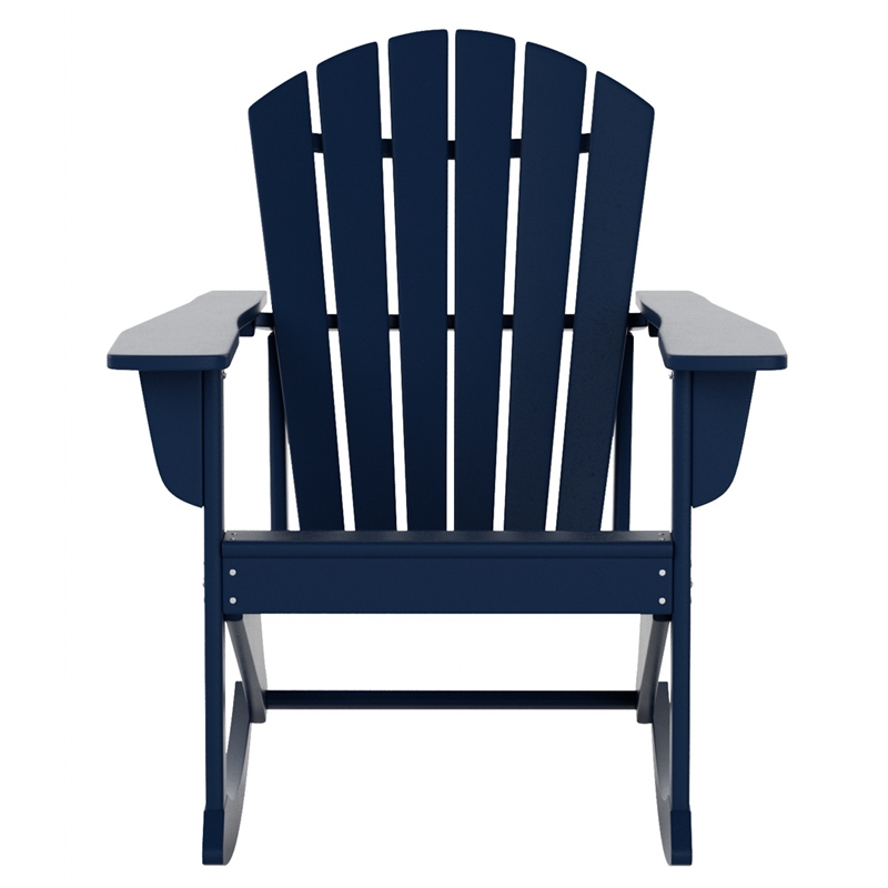 Afuera Living Portside Outdoor Poly Plastic Adirondack Rocking Chair in Navy