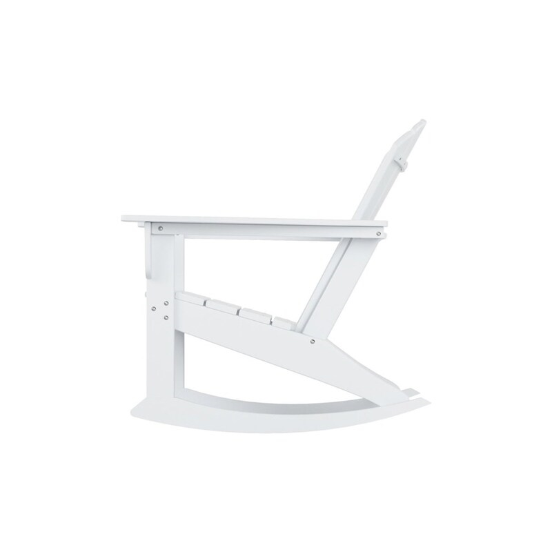 Afuera Living Portside Outdoor Poly Plastic Adirondack Rocking Chair in White