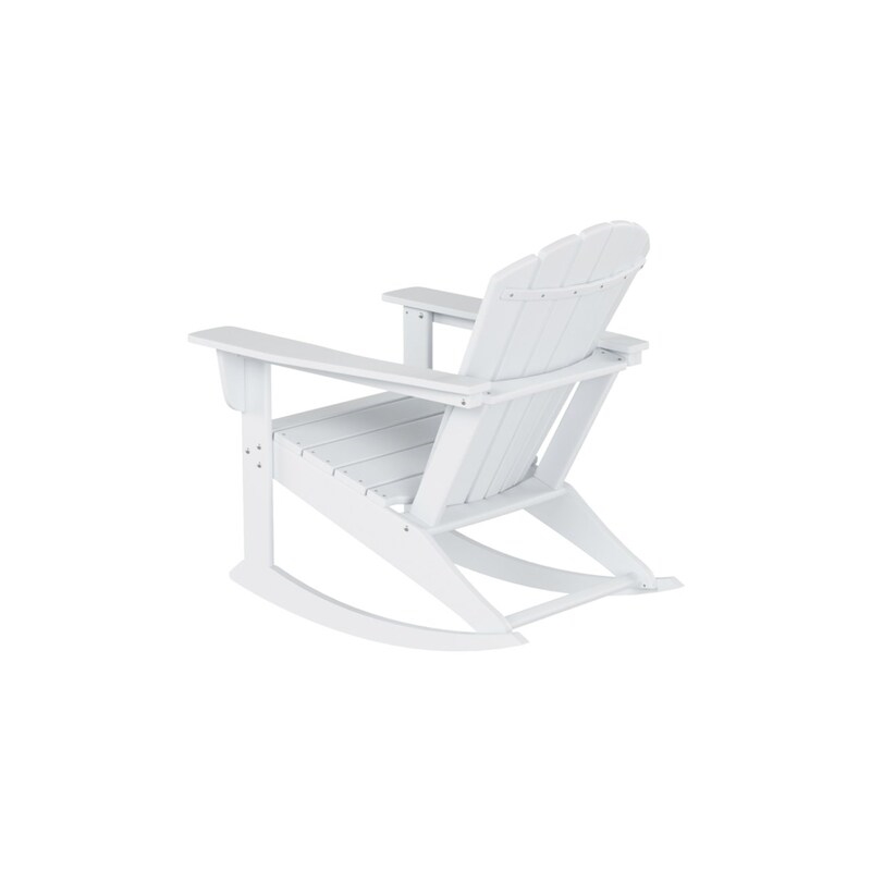 Afuera Living Portside Outdoor Poly Plastic Adirondack Rocking Chair in White