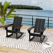 Afuera Living Outdoor HDPE Plastic Adirondack Rocking Chair (Set of 2) in Black