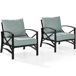 afuera living metal patio arm chair (set of 2) in oil bronze and mist