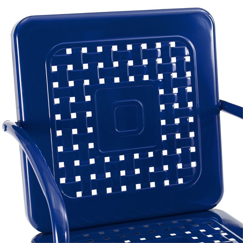 Afuera Living 5-Piece Retro Metal Patio Dining Set in Navy Gloss/White Satin