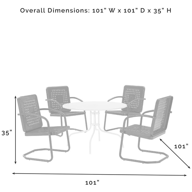 Afuera Living 5-Piece Retro Metal Patio Dining Set in Navy Gloss/White Satin