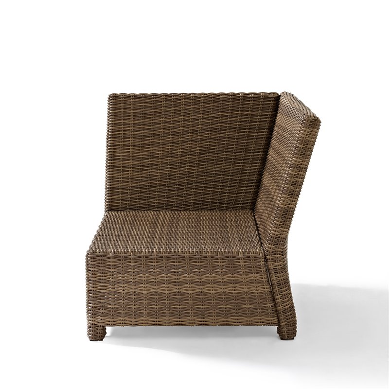 Afuera Living Wicker / Rattan/Fabric Patio Corner Chair in Gray/Weathered Brown