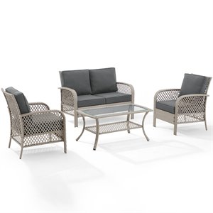 afuera living 4 piece wicker patio sofa set in charcoal and gray