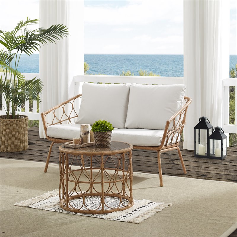 Afuera Living 2-piece Wicker Outdoor Conversation Set in Natural