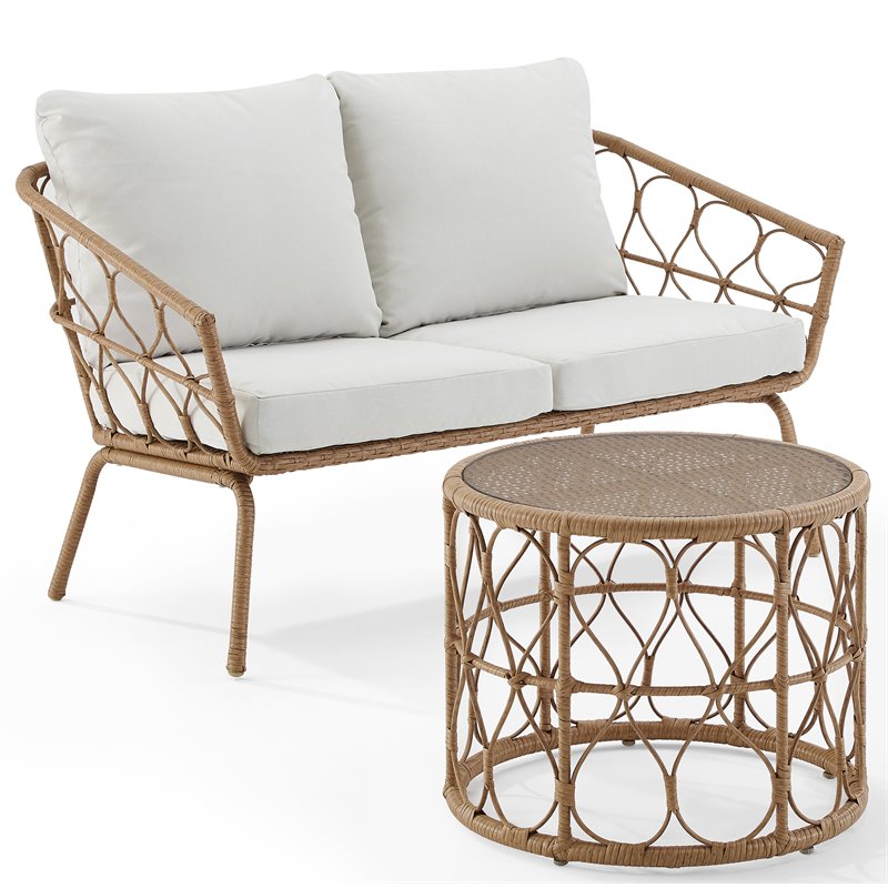 Afuera Living 2-piece Wicker Outdoor Conversation Set in Natural