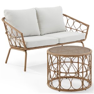 afuera living 2-piece wicker outdoor conversation set in natural