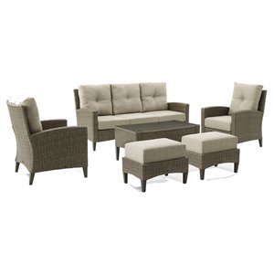 afuera living 6-piece wicker outdoor high back sofa set in brown