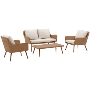 afuera living 4 piece patio sofa set in light brown and oatmeal