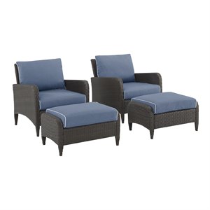 afuera living 4 piece outdoor wicker chair set in blue finish