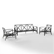 Afuera Living 3-Piece Metal/Polyester Outdoor Sofa Set in Mist Green/Bronze