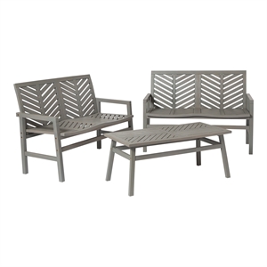afuera living 3-piece patio conversation set in gray wash finish
