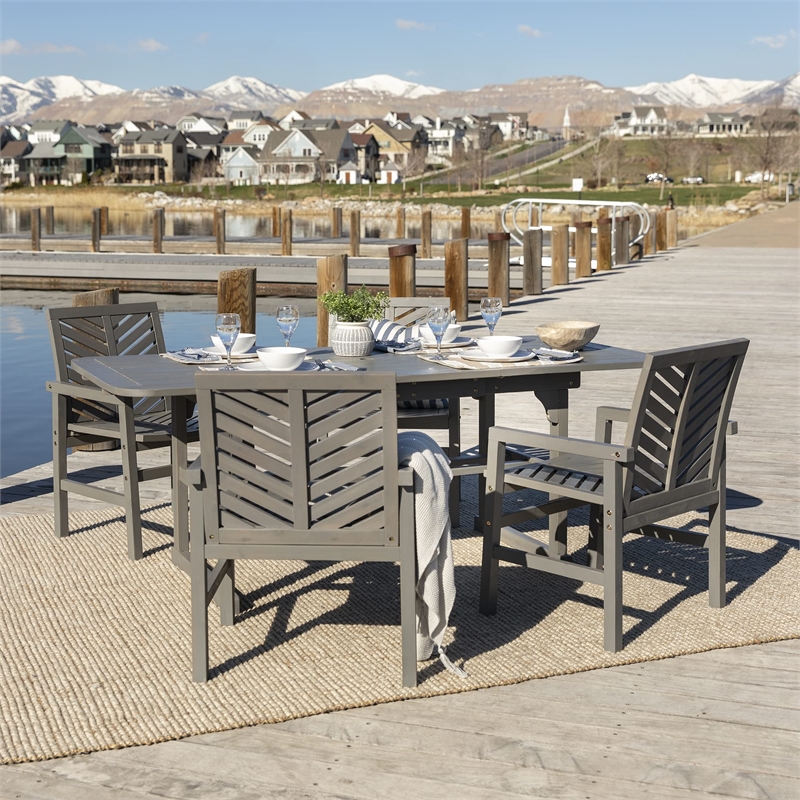 Afuera Living 5-Piece Extendable Outdoor Patio Dining Set in Brown