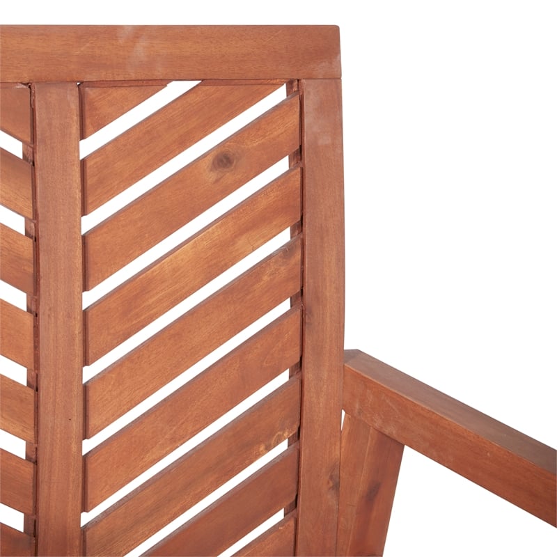 Afuera Living Outdoor Wood Patio Chevron Rocker in Brown Finish