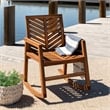 Afuera Living Outdoor Wood Patio Chevron Rocker in Brown Finish