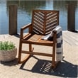 Afuera Living Outdoor Wood Patio Chevron Rocker in Brown Finish