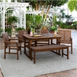 Afuera Living 6-Piece Extendable Outdoor Patio Dining Set in Dark Brown