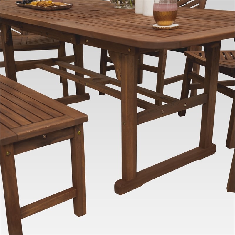 Afuera Living 6-Piece Extendable Outdoor Patio Dining Set in Dark Brown