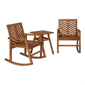 afuera living solid wood 3-piece patio rocking conversation set in brown