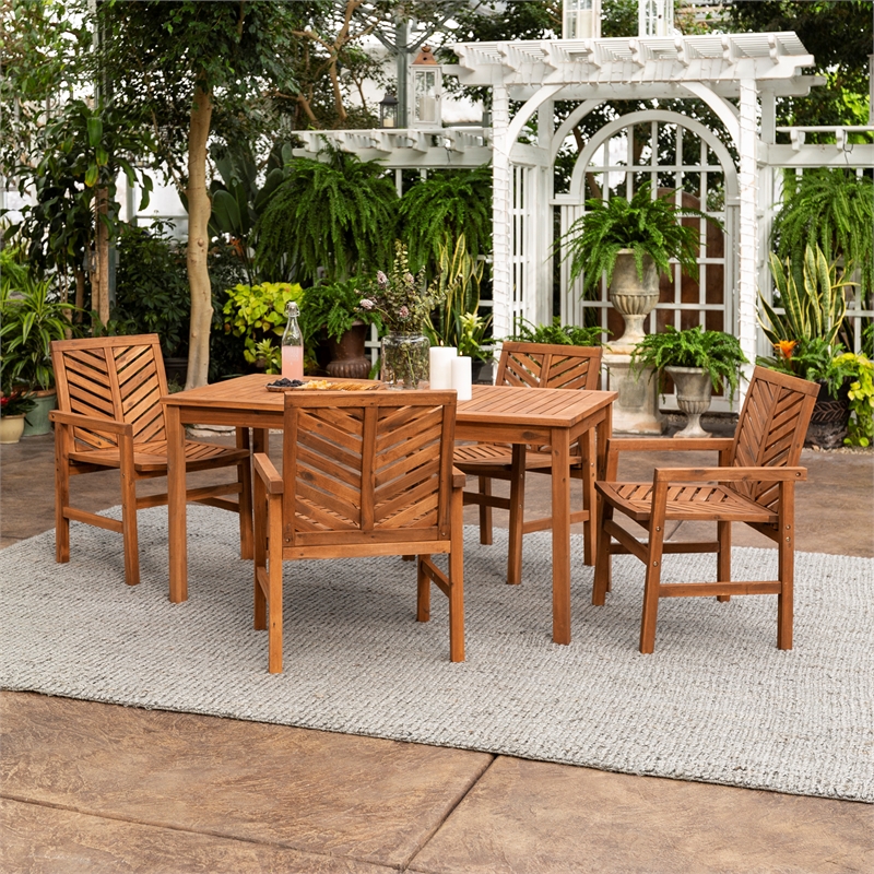 Afuera Living 5-Piece Outdoor Patio Dining Set in Brown Finish