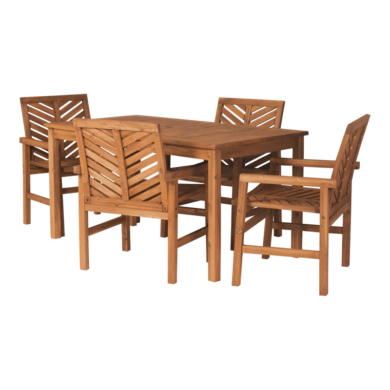 Afuera Living 5-Piece Outdoor Patio Dining Set in Brown Finish