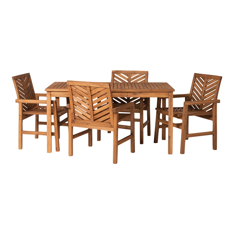 Afuera Living 5-Piece Outdoor Patio Dining Set in Brown Finish