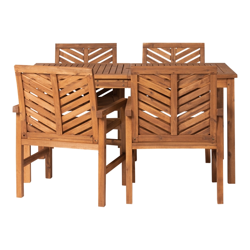 Afuera Living 5-Piece Outdoor Patio Dining Set in Brown Finish