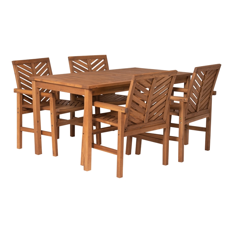 Afuera Living 5-Piece Outdoor Patio Dining Set in Brown Finish