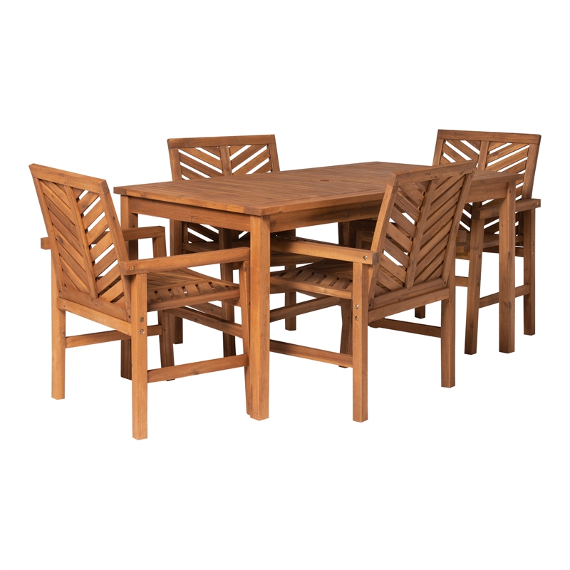 Afuera Living 5-Piece Outdoor Patio Dining Set in Brown Finish