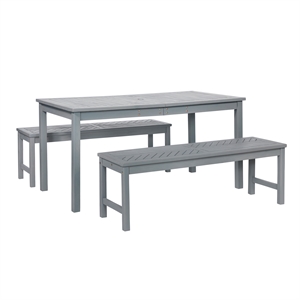 afuera living 3-piece outdoor patio dining set in gray wash finish