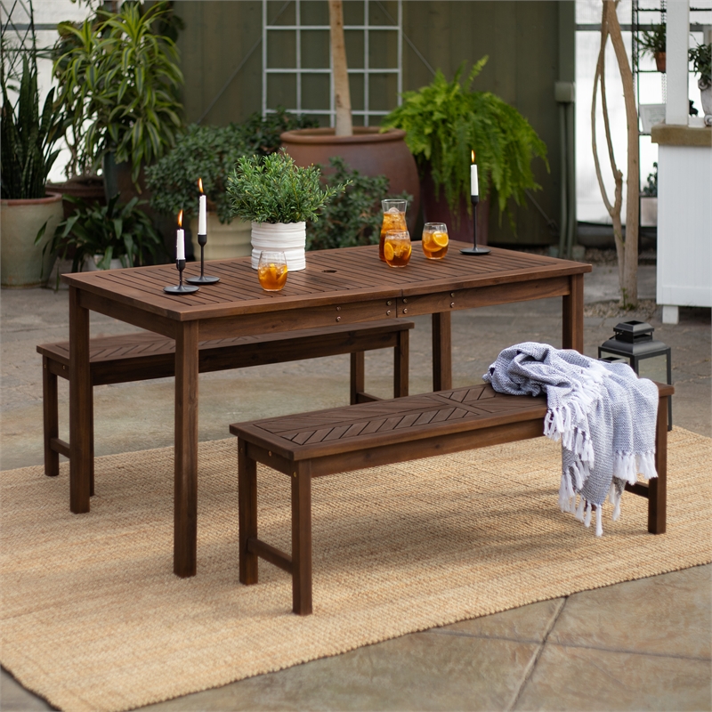 Afuera Living 3-Piece Outdoor Patio Dining Set in Dark Brown