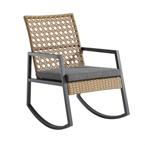 afuera living modern patio rocker with cushion in light brown and gray