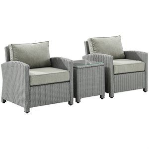 afuera living 3 piece wicker patio conversation set in gray finish