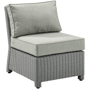 afuera living transitional wicker patio armless chair in gray