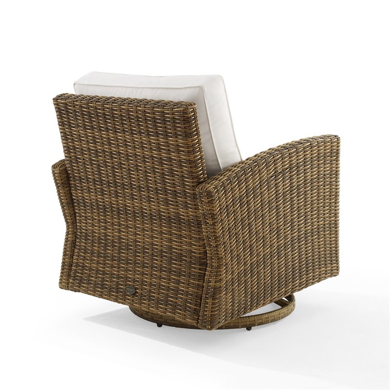 Afuera Living Fabric Outdoor Swivel Rocker Chair in White Finish