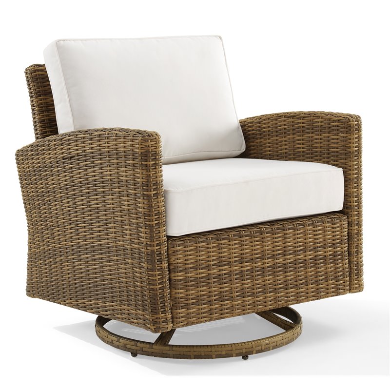 Afuera Living Fabric Outdoor Swivel Rocker Chair in White Finish