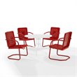 Afuera Living 5-Piece Metal Outdoor Dining Set in Bright Red Gloss/White