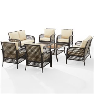 afuera living 8 piece wicker patio sofa set in sand and brown