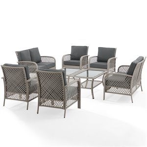 afuera living 8 piece wicker patio sofa set in charcoal and gray